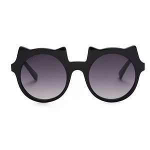 DIFF Lucky Cat Sunglasses Black Frame Grey Gradient Lens NIB